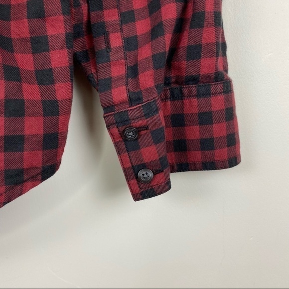 Calvin Klein Red and Black Plaid Cotton Button Shirt Size Medium - Picture 4 of 5